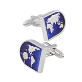 Maxbell Blue World Map Time Zone Cuff Link Wedding Party Xms Gift Mens Cufflinks - Aladdin Shoppers