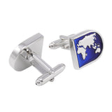 Maxbell Blue World Map Time Zone Cuff Link Wedding Party Xms Gift Mens Cufflinks - Aladdin Shoppers