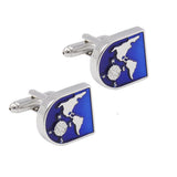 Maxbell Blue World Map Time Zone Cuff Link Wedding Party Xms Gift Mens Cufflinks - Aladdin Shoppers