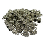 Maxbell 50pcs Tibetan Silver Carved Column End Cap findings fit 4mm or 5mm cord - Aladdin Shoppers