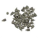 Maxbell 50pcs Tibetan Silver Carved Column End Cap findings fit 4mm or 5mm cord - Aladdin Shoppers