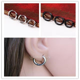 Maxbell 3pcs/Set Unisex 316L Stainless Steel Circular Tube Hoop Earrings Silver - Aladdin Shoppers