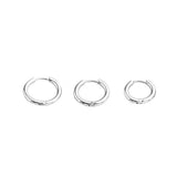 Maxbell 3pcs/Set Unisex 316L Stainless Steel Circular Tube Hoop Earrings Silver - Aladdin Shoppers