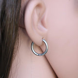 Maxbell 3pcs/Set Unisex 316L Stainless Steel Circular Tube Hoop Earrings Silver - Aladdin Shoppers