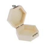 Maxbell Phenovo Unpainted Plain Hexagonal Wooden Jewelry Box Trinket Chest Craft - Aladdin Shoppers