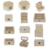 Maxbell Phenovo Unpainted Plain Hexagonal Wooden Jewelry Box Trinket Chest Craft - Aladdin Shoppers