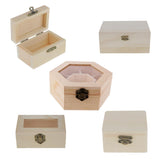 Maxbell 4pcs Set Unpainted Plain Wooden Jewelry Box Trinket Gift Box Keepsake