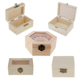 Maxbell 4pcs Set Unpainted Plain Wooden Jewelry Box Trinket Gift Box Keepsake
