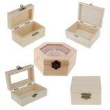 Maxbell 4pcs Set Unpainted Plain Wooden Jewelry Box Trinket Gift Box Keepsake