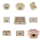 Maxbell 4pcs Set Unpainted Plain Wooden Jewelry Box Trinket Gift Box Keepsake