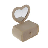 Maxbell Phenovo Unfinished Wooden Jewelry Storage Box with Heart Shape Glass Mirror - Aladdin Shoppers