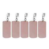 Maxbell 5Pcs Cylindrical Stone Gemstone Rose Quartz DIY Pendant Jewelry Pink - Aladdin Shoppers