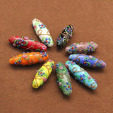 Maxbell 5pcs 3D Delicate Colored glaze Flower Carved DIY Beads Pendant Sky blue - Aladdin Shoppers