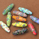Maxbell 5pcs 3D Delicate Colored glaze Flower Carved DIY Beads Pendant Sky blue - Aladdin Shoppers