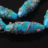 Maxbell 5pcs 3D Delicate Colored glaze Flower Carved DIY Beads Pendant Sky blue - Aladdin Shoppers