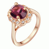 Maxbell Crystal Zirconia Diamond Rose Gold Plated Rings for Women Engagement Purple - Aladdin Shoppers