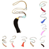 Maxbell Boho Beaded Rope Chain Tassel Pendant Charm Fringed Necklace Black - Aladdin Shoppers