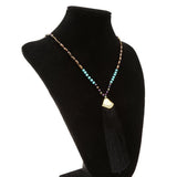 Maxbell Boho Beaded Rope Chain Tassel Pendant Charm Fringed Necklace Black - Aladdin Shoppers