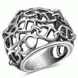 Maxbell Fashion Punk Hollow Finger Rings 316L Steel Men Wedding Jewelry Decor US 6 - Aladdin Shoppers