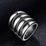 Maxbell Mens Retro Punk Finger Ring Shiny Side 316L Steel Color 4 Row Jewelry US 6 - Aladdin Shoppers