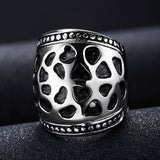 Maxbell Fashion Hollow Out Retro Punk Finger Wide Ring 316L Steel Color Jewelry US 8 - Aladdin Shoppers