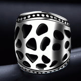 Maxbell Fashion Hollow Out Retro Punk Finger Wide Ring 316L Steel Color Jewelry US 8 - Aladdin Shoppers