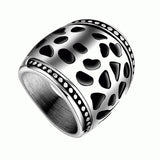 Maxbell Fashion Hollow Out Retro Punk Finger Wide Ring 316L Steel Color Jewelry US 8 - Aladdin Shoppers