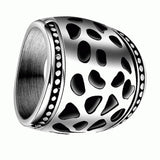 Maxbell Fashion Hollow Out Retro Punk Finger Wide Ring 316L Steel Color Jewelry US 8 - Aladdin Shoppers