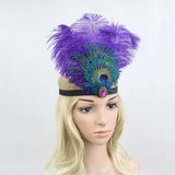 Womens Peacock Feather Fascinator Headpiece Headband Dress Fancy Purple