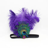 Womens Peacock Feather Fascinator Headpiece Headband Dress Fancy Purple