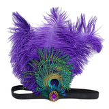 Womens Peacock Feather Fascinator Headpiece Headband Dress Fancy Purple