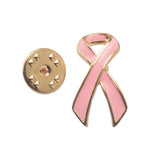 Maxbell Pink Breast Cancer Awareness Charity Ribbon Women Jewelry Gold Brooch Pins - Aladdin Shoppers