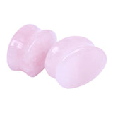 Maxbell Pair Ear Plug Ear Gauge Double Flared Body Jewelry 25mm Rose quartz - Aladdin Shoppers