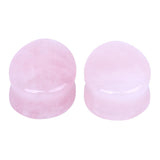 Maxbell Pair Ear Plug Ear Gauge Double Flared Body Jewelry 25mm Rose quartz - Aladdin Shoppers