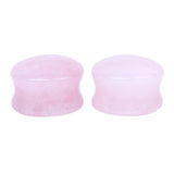 Maxbell Pair Ear Plug Ear Gauge Double Flared Body Jewelry 25mm Rose quartz - Aladdin Shoppers