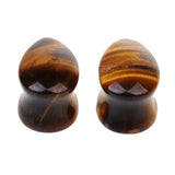 Maxbell Pair Ear Plug Ear Gauge Double Flared Body Jewelry 10mm Tigers eye - Aladdin Shoppers