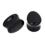 Maxbell Pair Ear Plug Ear Gauge Double Flared Body Jewelry 12mm Obsidian - Aladdin Shoppers