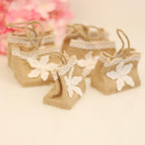 Maxbell 6pcs Flower Linen Burlap Sack Sweets Bags with Handle Wedding Gift Favor - Aladdin Shoppers