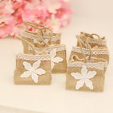 Maxbell 6pcs Flower Linen Burlap Sack Sweets Bags with Handle Wedding Gift Favor - Aladdin Shoppers