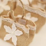 Maxbell 6pcs Flower Linen Burlap Sack Sweets Bags with Handle Wedding Gift Favor - Aladdin Shoppers