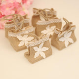 Maxbell 6pcs Flower Linen Burlap Sack Sweets Bags with Handle Wedding Gift Favor - Aladdin Shoppers