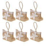 Maxbell 6pcs Flower Linen Burlap Sack Sweets Bags with Handle Wedding Gift Favor - Aladdin Shoppers