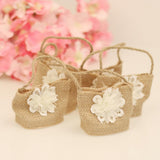 Maxbell 6pcs Solid Flower Burlap Hessian Jute Gift Favours Wedding Gifts Sweets Bags - Aladdin Shoppers