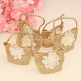 Maxbell 6pcs Solid Flower Burlap Hessian Jute Gift Favours Wedding Gifts Sweets Bags - Aladdin Shoppers