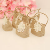 Maxbell 6pcs Solid Flower Burlap Hessian Jute Gift Favours Wedding Gifts Sweets Bags - Aladdin Shoppers
