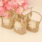 Maxbell 6pcs Solid Flower Burlap Hessian Jute Gift Favours Wedding Gifts Sweets Bags - Aladdin Shoppers