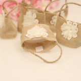 Maxbell 6pcs Solid Flower Burlap Hessian Jute Gift Favours Wedding Gifts Sweets Bags - Aladdin Shoppers
