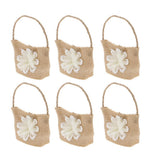 Maxbell 6pcs Solid Flower Burlap Hessian Jute Gift Favours Wedding Gifts Sweets Bags - Aladdin Shoppers