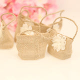 Maxbell 6pcs Solid Flower Burlap Hessian Jute Gift Favours Wedding Gifts Sweets Bags - Aladdin Shoppers