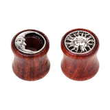 Maxbell 1 Pair Wooden Alloy Sun Moon Flared Ear Plug Tunnel Expanders Stretcher 8mm - Aladdin Shoppers